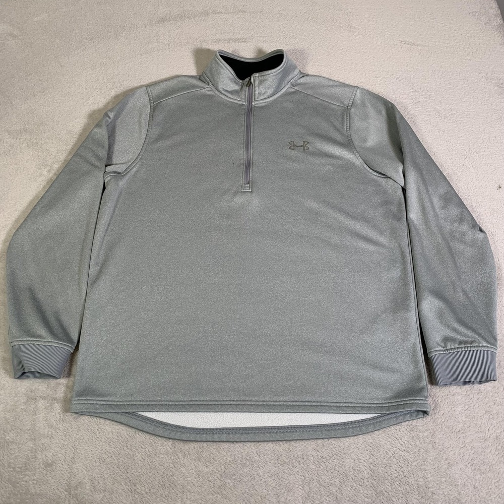 Under Armour Pullover Mens Large Gray ColdGear 1/4 Zip Fleece Athletic Training